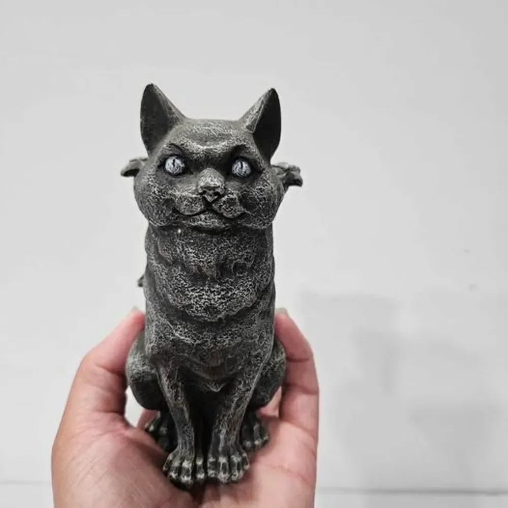 Gothic Winged Cat Gargoyle Tea Light Candle Holder